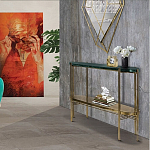 Консоль овальной формы золотая с полкой для хранения Craig варинант исполнения - 4 | Loft Concept в Казани