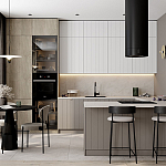 Кухонный гарнитур с фасадом в полоску Rainier Kitchen Set варинант исполнения - 1 | Loft Concept в Казани