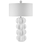 Настольная лампа белая с тканевым абажуром в форме цилиндра Morphing варинант исполнения - 4 | Loft Concept в Казани