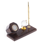 Настольный письменный набор с глобусом и ручкой из натурального обсидиана World Globe варинант исполнения - 2 | Loft Concept в Казани