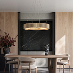 Люстра круглая из толстых деревянных реек Natural Style варинант исполнения - 4 | Loft Concept в Казани