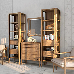 Витрина левая из массива дуба с 5-ю полками и 2-мя ящиками Tasteful Furniture варинант исполнения - 3 | Loft Concept в Казани