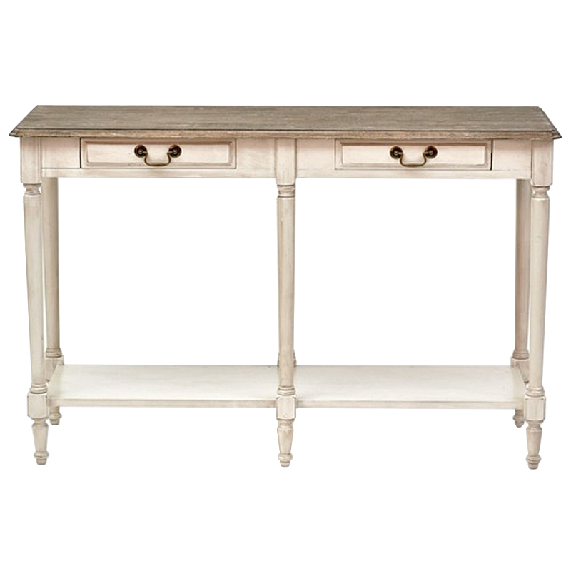 Деревянная консоль с двумя ящиками Margery Provence Console Table Бежевый Дуб темный Деревянная консоль с двумя ящиками Margery Provence Console Table Бежевый Дуб темный в Казани | Loft Concept