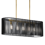 Люстра подвесная овальной формы с металлическим решетчатым абажуром матово-черного цвета и 5 лампами Kichler варинант исполнения - 1 | Loft Concept в Казани