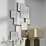 Золотое зеркальное панно из зеркальных квадратов Overlapping варинант исполнения - 2 | Loft Concept в Казани