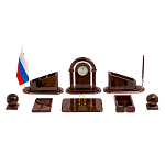 Настольный письменный набор с часами из природного камня обсидиана  Contract Extended варинант исполнения - 1 | Loft Concept в Казани