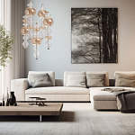 Люстра с плафонами из прозрачного и янтарного стекла в виде шаров и ромбов Gabriel Scott Luna варинант исполнения - 12 | Loft Concept в Казани