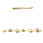 Люстра светодиодная линейная с 6-ю круглыми плафонами коньячного цвета Iona Chandelier Brass  варинант исполнения - 1 | Loft Concept в Казани