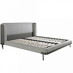 Кровать двуспальная серая с мягким изголовьем из экокожи и ткани Modern Look варинант исполнения - 2 | Loft Concept в Казани