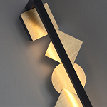 Бра вертикальное черного цвета с золотыми кругами и квадратами Gravyura варинант исполнения - 2 | Loft Concept в Казани