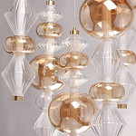 Люстра с плафонами из прозрачного и янтарного стекла в виде шаров и ромбов Gabriel Scott Luna варинант исполнения - 8 | Loft Concept в Казани