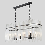 Люстра подвесная овальная со стеклянными прозрачными трубками и металлическим каркасом черного цвета Nembus варинант исполнения - 5 | Loft Concept в Казани