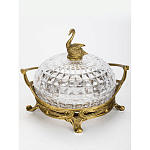 Конфетница из прозрачного рельефного стекла с ручкой и фигуркой лебедя Eden Garden варинант исполнения - 2 | Loft Concept в Казани