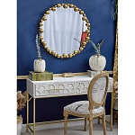 Зеркало круглое в фактурной золотистой раме из металла Mirror Golden Placer варинант исполнения - 2 | Loft Concept в Казани