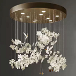 Люстра каскадная с белыми цветами и птицами Takeoff варинант исполнения - 1 | Loft Concept в Казани