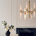 Люстра золотая с 16-ю тонкими цилиндрическими плафонами Shoulders варинант исполнения - 3 | Loft Concept в Казани