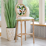 Барный стул золотистый из натурального бука с изображением птицы и цветов Blooming Birds варинант исполнения - 2 | Loft Concept в Казани