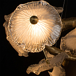 Люстра подвесная круглая с ветвистыми бронзовыми элементами и стеклянными рифлеными дисками Textured Glass Chandelier варинант исполнения - 5 | Loft Concept в Казани