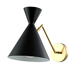 Бра черного цвета с конусообразным плафоном на золотом основании Loft Metal варинант исполнения - 1 | Loft Concept в Казани