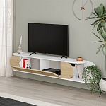 ТВ-тумба подвесная белая с полкой и откидной дверцей цвета древесины TONE TV STAND WHITE варинант исполнения - 3 | Loft Concept в Казани