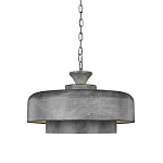 Подвесной светильник с массивным круглым стальным плафоном серого цвета в индустриальном стиле на цепи Feiss варинант исполнения - 1 | Loft Concept в Казани