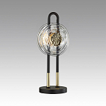 Настольная лампа черного цвета с круглым прозрачным стеклянным плафоном Virelia  варинант исполнения - 3 | Loft Concept в Казани