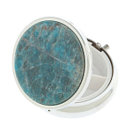 Таблетница карманная круглая с 3-мя отделениями и накладкой из натурального камня Апатит Голубой Silver Stone Pillboxes варинант исполнения - 2 | Loft Concept в Казани