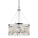 Люстра круглая цвета хром с вертикальными стеклянными трубками и круглыми подвесками Kichler варинант исполнения - 1 | Loft Concept в Казани