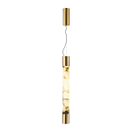 Подвесной светильник цилиндрической формы с плафоном из алебастра и металлическими торцами Латунь 60 см Cryptocrystalline Stone варинант исполнения - 2 | Loft Concept в Казани