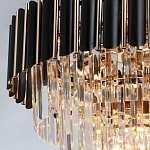 Люстра из черного металла с многоярусными подвесками из прозрачного хрусталя на золотой цепи Empire Black Chandelier Crystal варинант исполнения - 6 | Loft Concept в Казани