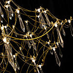 Люстра подвесная с изогнутым металлическим каркасом и множеством хрустальных подвесок Золото Диаметр 80 см Quasar варинант исполнения - 1 | Loft Concept в Казани