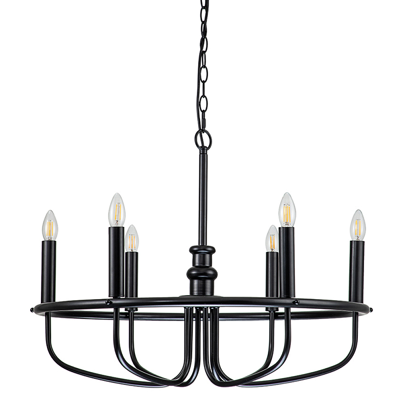 Люстра круглая с 6-ю лампами Kichler Латунь Черный Никель в Казани | Loft Concept 