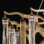 Люстра линейная золотого цвета с декоративными ветвями и длинными стеклянными подвесками в форме сосулек Droplet Chandelier варинант исполнения - 7 | Loft Concept в Казани