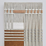 Панно из шнура Бежевая геометрическая абстракция wall panel line beige  варинант исполнения - 1 | Loft Concept в Казани