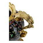 Ваза из фарфора черная с цветочной росписью и бронзовыми элементами Spring Garden варинант исполнения - 2 | Loft Concept в Казани