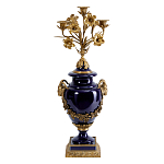 Подсвечник из темно-синего фарфора с бронзовыми элементами и цветами Eden Garden варинант исполнения - 1 | Loft Concept в Казани