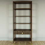 Стеллаж Elsa Dreams Walnut со стеклянными полками и ящиком варинант исполнения - 4 | Loft Concept в Казани