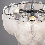 Люстра из белых стеклянных дисков на серебрянном каркасе White Glowing Reflectors варинант исполнения - 5 | Loft Concept в Казани