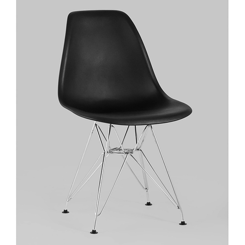 Стул Eames DSR Black Черный Серебряный Стул Eames DSR Black Черный Серебряный в Казани | Loft Concept