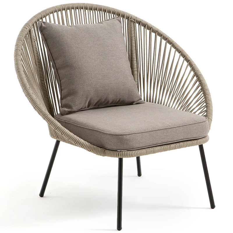 Садовое кресло Аcapulco Grey Chair Бежевый Серо-бежевый Черный Садовое кресло Аcapulco Grey Chair Бежевый Серо-бежевый Черный в Казани | Loft Concept