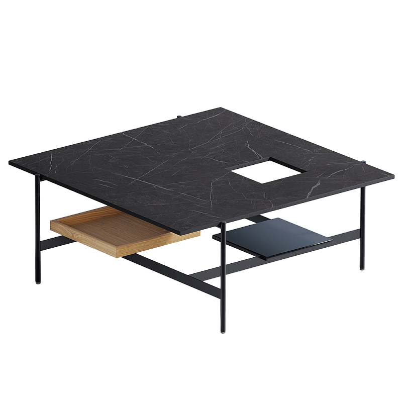Karat журнальный столик цвета тёмный камень с съемным подносом Серый Черный в Казани | Loft Concept 