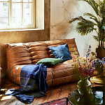 Дизайнерский кожаный диван коричневый без подлокотников Aveline Leather Sofa варинант исполнения - 6 | Loft Concept в Казани