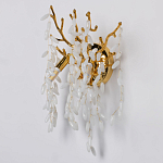 Бра золотого цвета с ветвями и белыми овальными стеклянными подвесками Droplet Chandelier варинант исполнения - 3 | Loft Concept в Казани