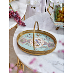 Блюдо овальное с ручкой и голубым фарфоровым дном с цветочным рисунком Blue Garden варинант исполнения - 3 | Loft Concept в Казани