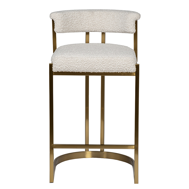 Стул барный букле бежевый с каркасом цвета матовое золото Tactility Бежевый матовое золото в Казани | Loft Concept 