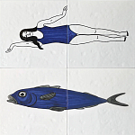 Плитка с узором Рыба пловчиха варинант исполнения - 1 | Loft Concept в Казани