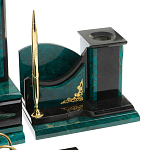 Настольный письменный набор из змеевика тёмно-зелёного цвета с декором в виде орла Successful Leader варинант исполнения - 5 | Loft Concept в Казани