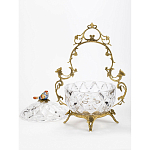 Конфетница с бронзовой ручкой и фарфоровой птичкой на крышке Eden Garden варинант исполнения - 2 | Loft Concept в Казани