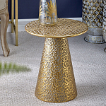 Журнальный столик с конусообразной основой и текстурной поверхностью золотого цвет Ethnic Metal варинант исполнения - 3 | Loft Concept в Казани