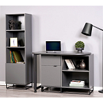 Стеллаж книжный цвета графит с 3-мя открытыми полками и дверкой Strict Lines варинант исполнения - 4 | Loft Concept в Казани